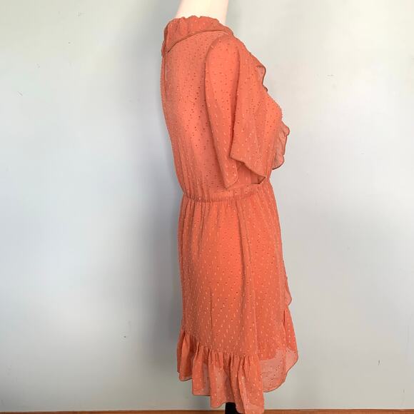 NWT Bishop + Young Zoey V-Neck Ruffle Dress in Coral Size Small - Picture 4 of 7